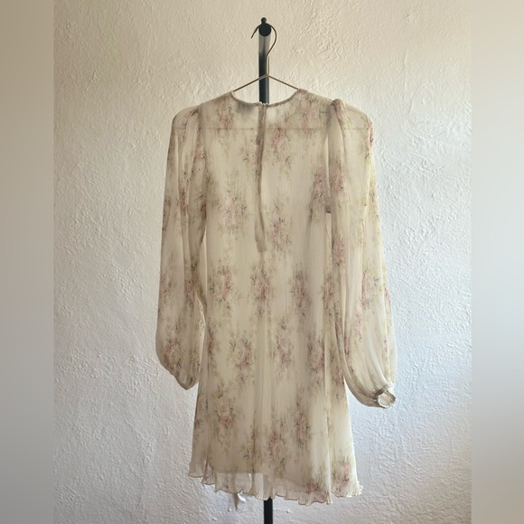 GANNI Mini Fluted Floral Dress in Ivory XS / 32 - Picture 12 of 13